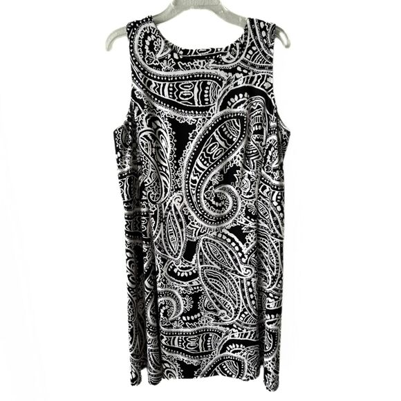 AB Studio Patterned Paisley Print Black/White Casual Sleeveless Dress Size XL - Picture 1 of 7